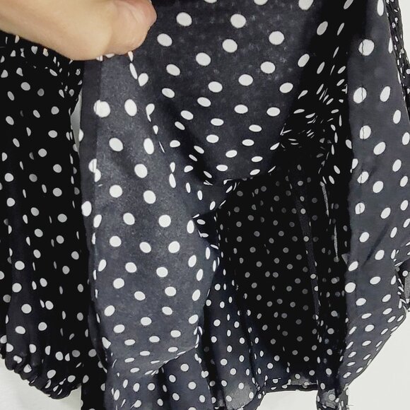 Qed London Women's Black Polka Dot Print Puff Sleeve Off Shoulder Blouse Size XS - Picture 5 of 10